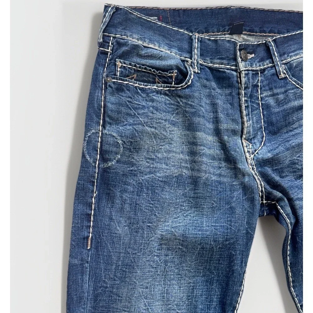 TRUE RELIGION Mens Slim Fit Jeans W34 - 36X34 Stretch Geno Thick Stitch